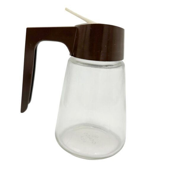 Vintage Gemco Syrup Dispenser and Nut Food Chopper with Brown Lids Glass Bodies - Picture 2 of 10